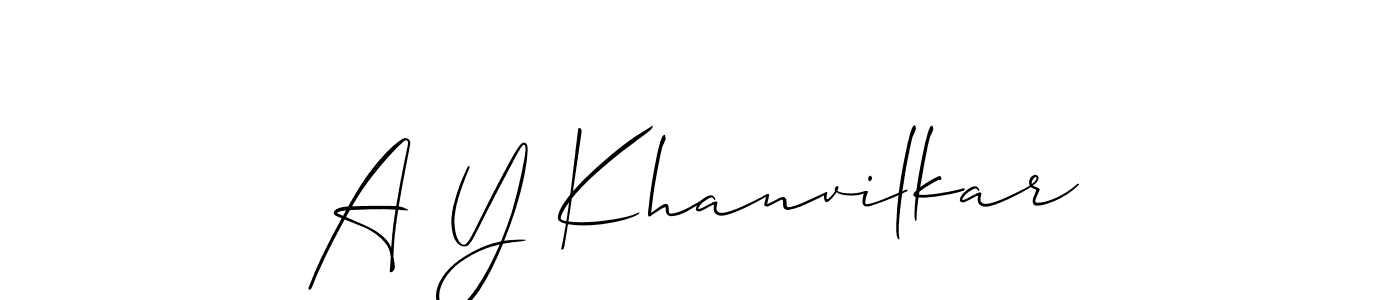 if you are searching for the best signature style for your name A Y Khanvilkar. so please give up your signature search. here we have designed multiple signature styles  using Allison_Script. A Y Khanvilkar signature style 2 images and pictures png