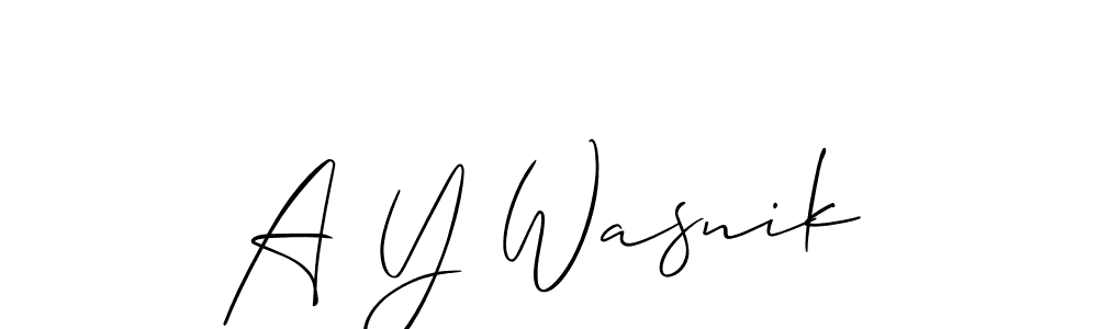 Also we have A Y Wasnik name is the best signature style. Create professional handwritten signature collection using Allison_Script autograph style. A Y Wasnik signature style 2 images and pictures png