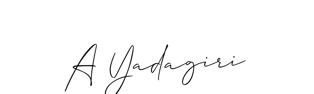 The best way (Allison_Script) to make a short signature is to pick only two or three words in your name. The name A Yadagiri include a total of six letters. For converting this name. A Yadagiri signature style 2 images and pictures png