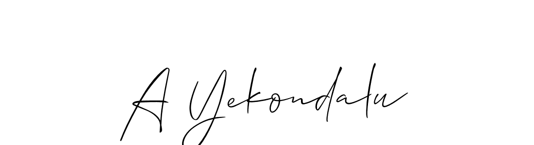 Similarly Allison_Script is the best handwritten signature design. Signature creator online .You can use it as an online autograph creator for name A Yekondalu. A Yekondalu signature style 2 images and pictures png