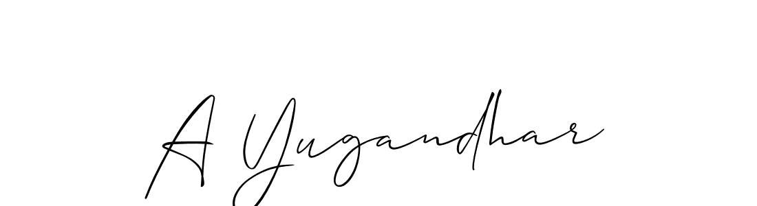 Allison_Script is a professional signature style that is perfect for those who want to add a touch of class to their signature. It is also a great choice for those who want to make their signature more unique. Get A Yugandhar name to fancy signature for free. A Yugandhar signature style 2 images and pictures png