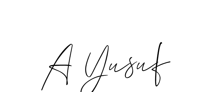 Make a beautiful signature design for name A Yusuf. With this signature (Allison_Script) style, you can create a handwritten signature for free. A Yusuf signature style 2 images and pictures png