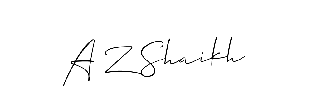 How to make A Z Shaikh name signature. Use Allison_Script style for creating short signs online. This is the latest handwritten sign. A Z Shaikh signature style 2 images and pictures png
