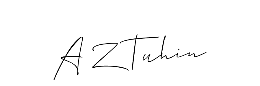 Create a beautiful signature design for name A Z Tuhin. With this signature (Allison_Script) fonts, you can make a handwritten signature for free. A Z Tuhin signature style 2 images and pictures png