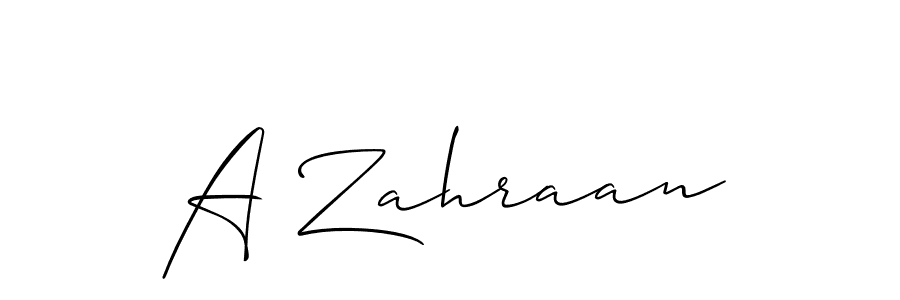 Design your own signature with our free online signature maker. With this signature software, you can create a handwritten (Allison_Script) signature for name A Zahraan. A Zahraan signature style 2 images and pictures png