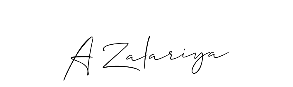 Use a signature maker to create a handwritten signature online. With this signature software, you can design (Allison_Script) your own signature for name A Zalariya. A Zalariya signature style 2 images and pictures png
