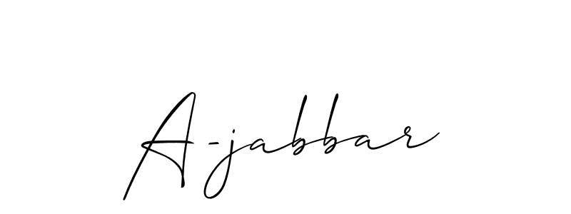 Also You can easily find your signature by using the search form. We will create A-jabbar name handwritten signature images for you free of cost using Allison_Script sign style. A-jabbar signature style 2 images and pictures png