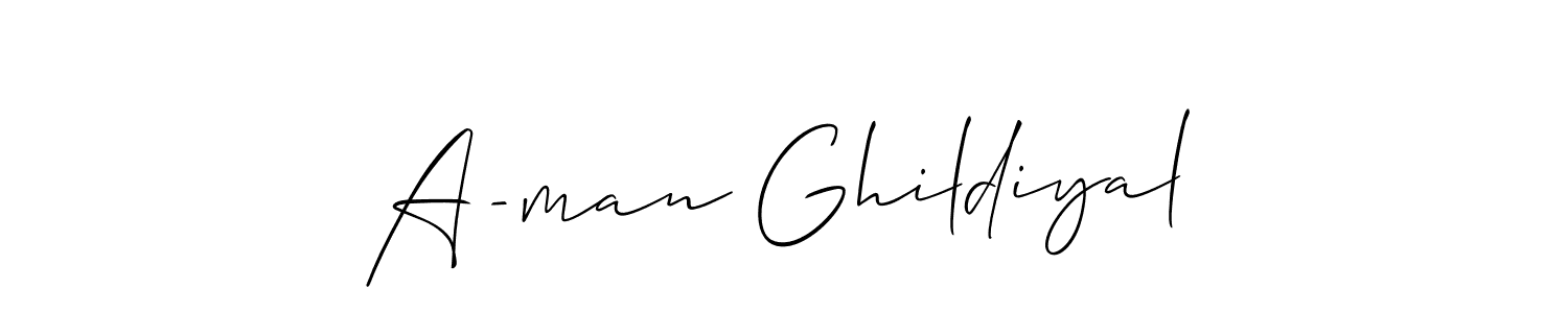 Also we have A-man Ghildiyal name is the best signature style. Create professional handwritten signature collection using Allison_Script autograph style. A-man Ghildiyal signature style 2 images and pictures png