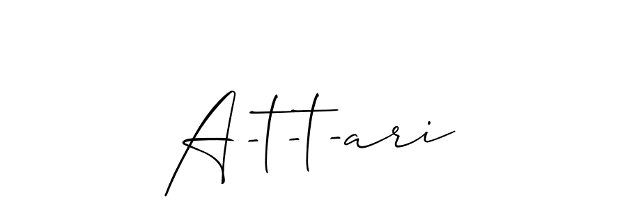 Use a signature maker to create a handwritten signature online. With this signature software, you can design (Allison_Script) your own signature for name A-t-t-ari. A-t-t-ari signature style 2 images and pictures png