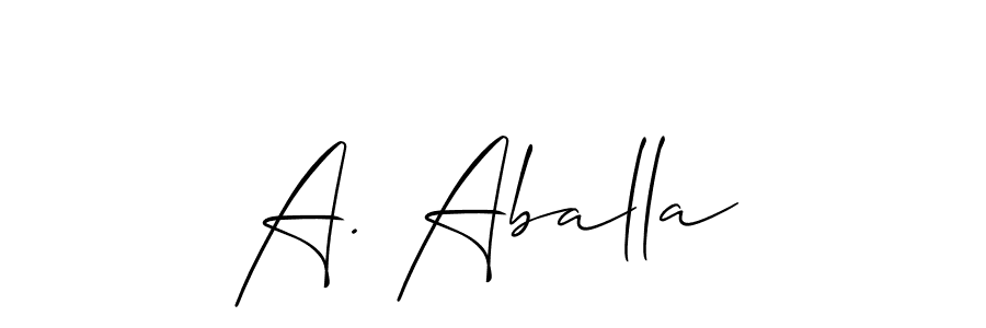 How to make A. Aballa name signature. Use Allison_Script style for creating short signs online. This is the latest handwritten sign. A. Aballa signature style 2 images and pictures png