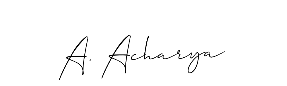 Similarly Allison_Script is the best handwritten signature design. Signature creator online .You can use it as an online autograph creator for name A. Acharya. A. Acharya signature style 2 images and pictures png