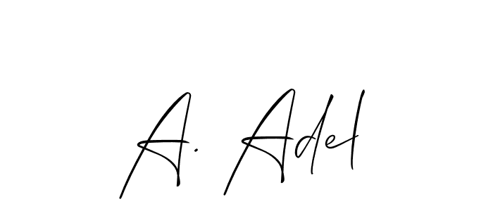 How to make A. Adel name signature. Use Allison_Script style for creating short signs online. This is the latest handwritten sign. A. Adel signature style 2 images and pictures png