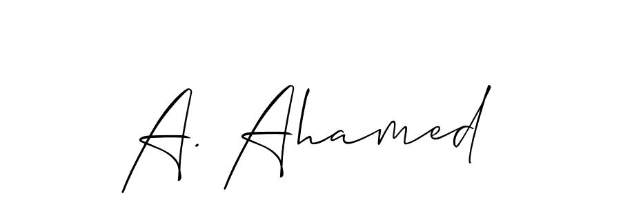 You should practise on your own different ways (Allison_Script) to write your name (A. Ahamed) in signature. don't let someone else do it for you. A. Ahamed signature style 2 images and pictures png