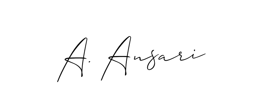 Use a signature maker to create a handwritten signature online. With this signature software, you can design (Allison_Script) your own signature for name A. Ansari. A. Ansari signature style 2 images and pictures png