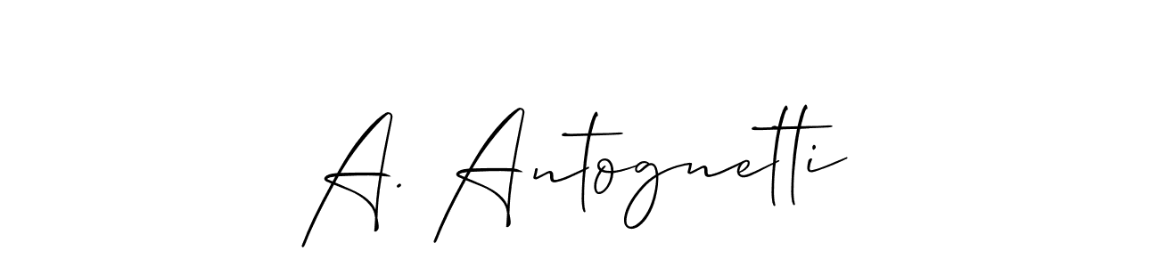 Make a short A. Antognetti signature style. Manage your documents anywhere anytime using Allison_Script. Create and add eSignatures, submit forms, share and send files easily. A. Antognetti signature style 2 images and pictures png