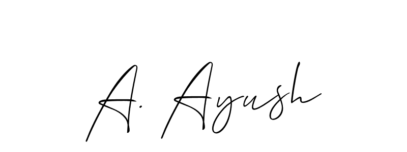 Also we have A. Ayush name is the best signature style. Create professional handwritten signature collection using Allison_Script autograph style. A. Ayush signature style 2 images and pictures png