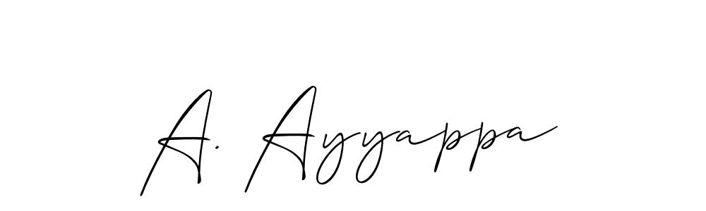 if you are searching for the best signature style for your name A. Ayyappa. so please give up your signature search. here we have designed multiple signature styles  using Allison_Script. A. Ayyappa signature style 2 images and pictures png