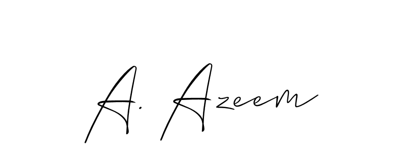 Allison_Script is a professional signature style that is perfect for those who want to add a touch of class to their signature. It is also a great choice for those who want to make their signature more unique. Get A. Azeem name to fancy signature for free. A. Azeem signature style 2 images and pictures png