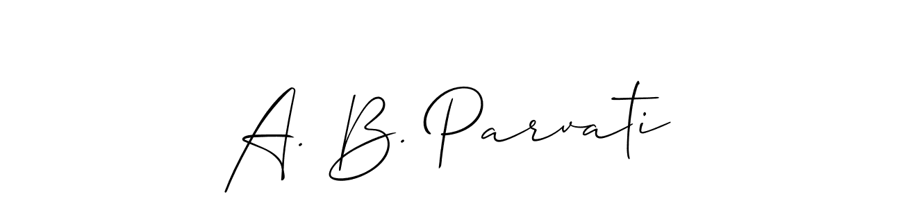 Make a beautiful signature design for name A. B. Parvati. With this signature (Allison_Script) style, you can create a handwritten signature for free. A. B. Parvati signature style 2 images and pictures png