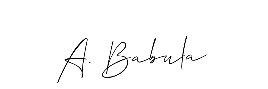 Use a signature maker to create a handwritten signature online. With this signature software, you can design (Allison_Script) your own signature for name A. Babula. A. Babula signature style 2 images and pictures png