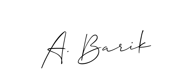 How to Draw A. Barik signature style? Allison_Script is a latest design signature styles for name A. Barik. A. Barik signature style 2 images and pictures png