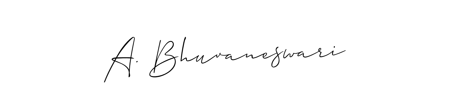 How to make A. Bhuvaneswari name signature. Use Allison_Script style for creating short signs online. This is the latest handwritten sign. A. Bhuvaneswari signature style 2 images and pictures png