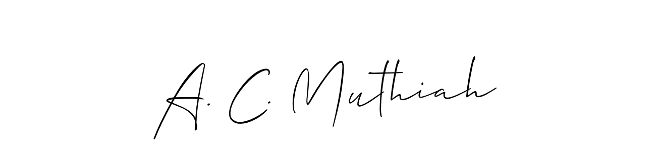 Allison_Script is a professional signature style that is perfect for those who want to add a touch of class to their signature. It is also a great choice for those who want to make their signature more unique. Get A. C. Muthiah name to fancy signature for free. A. C. Muthiah signature style 2 images and pictures png