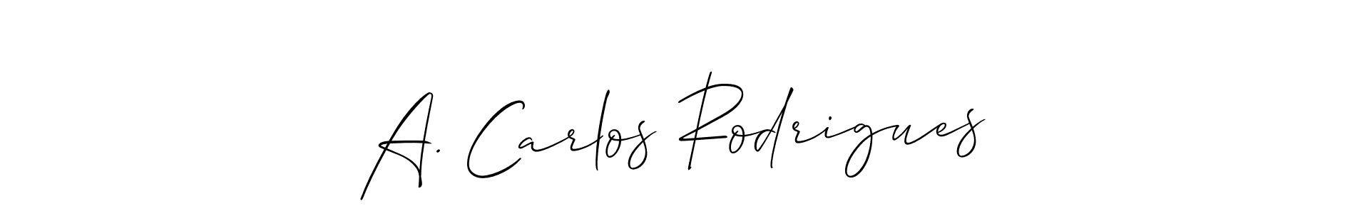 Use a signature maker to create a handwritten signature online. With this signature software, you can design (Allison_Script) your own signature for name A. Carlos Rodrigues. A. Carlos Rodrigues signature style 2 images and pictures png