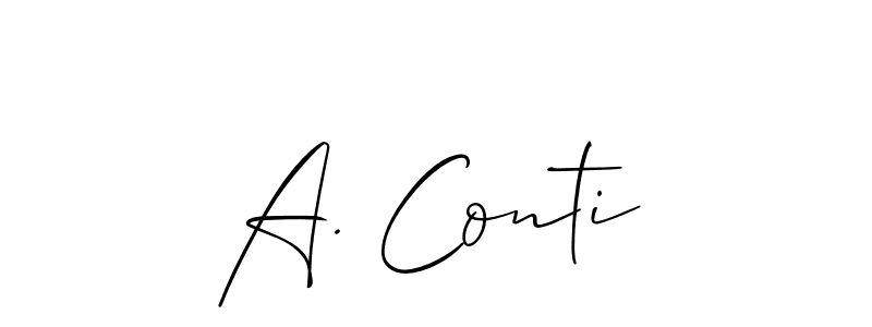 The best way (Allison_Script) to make a short signature is to pick only two or three words in your name. The name A. Conti include a total of six letters. For converting this name. A. Conti signature style 2 images and pictures png