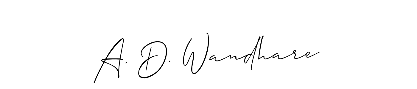 Use a signature maker to create a handwritten signature online. With this signature software, you can design (Allison_Script) your own signature for name A. D. Wandhare. A. D. Wandhare signature style 2 images and pictures png