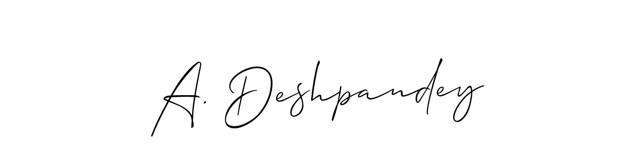 You can use this online signature creator to create a handwritten signature for the name A. Deshpandey. This is the best online autograph maker. A. Deshpandey signature style 2 images and pictures png