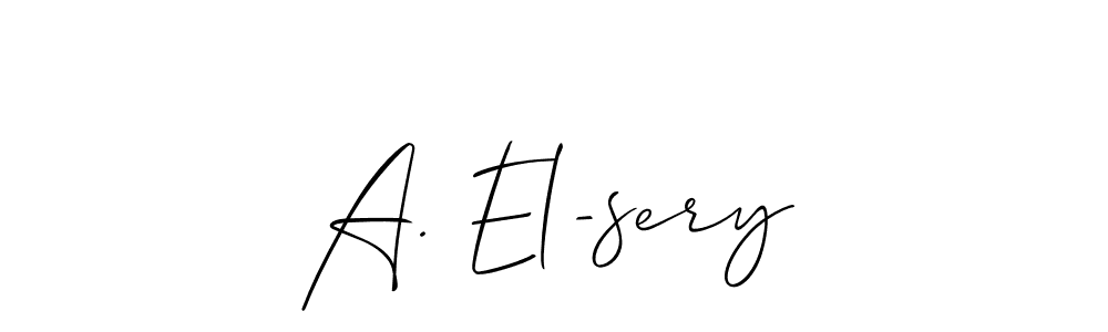 How to make A. El-sery name signature. Use Allison_Script style for creating short signs online. This is the latest handwritten sign. A. El-sery signature style 2 images and pictures png