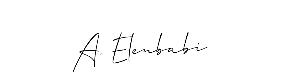 This is the best signature style for the A. Elenbabi name. Also you like these signature font (Allison_Script). Mix name signature. A. Elenbabi signature style 2 images and pictures png