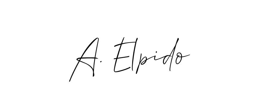 How to make A. Elpido name signature. Use Allison_Script style for creating short signs online. This is the latest handwritten sign. A. Elpido signature style 2 images and pictures png