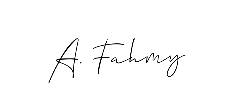 Make a beautiful signature design for name A. Fahmy. With this signature (Allison_Script) style, you can create a handwritten signature for free. A. Fahmy signature style 2 images and pictures png