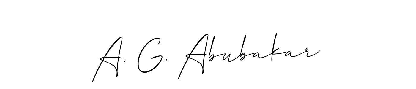 How to Draw A. G. Abubakar signature style? Allison_Script is a latest design signature styles for name A. G. Abubakar. A. G. Abubakar signature style 2 images and pictures png
