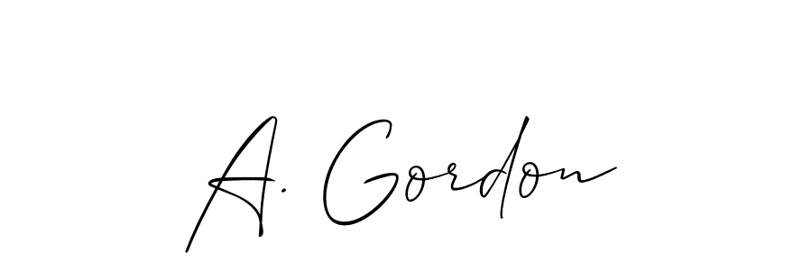 The best way (Allison_Script) to make a short signature is to pick only two or three words in your name. The name A. Gordon include a total of six letters. For converting this name. A. Gordon signature style 2 images and pictures png