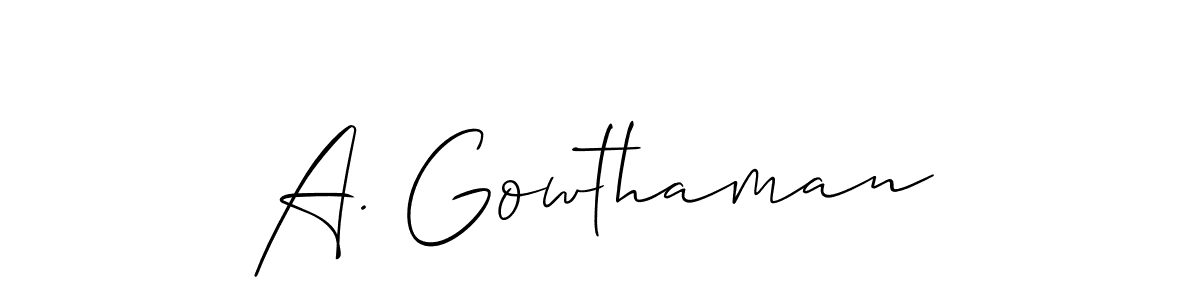 if you are searching for the best signature style for your name A. Gowthaman. so please give up your signature search. here we have designed multiple signature styles  using Allison_Script. A. Gowthaman signature style 2 images and pictures png