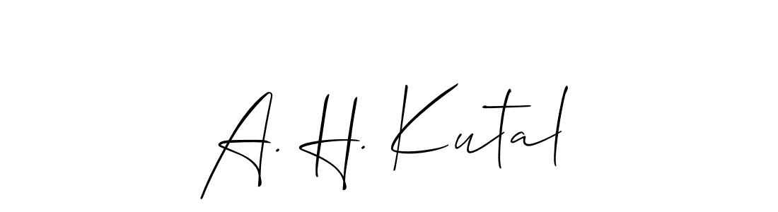 Also You can easily find your signature by using the search form. We will create A. H. Kutal name handwritten signature images for you free of cost using Allison_Script sign style. A. H. Kutal signature style 2 images and pictures png