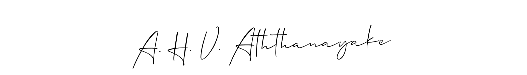 Similarly Allison_Script is the best handwritten signature design. Signature creator online .You can use it as an online autograph creator for name A. H. V. Aththanayake. A. H. V. Aththanayake signature style 2 images and pictures png