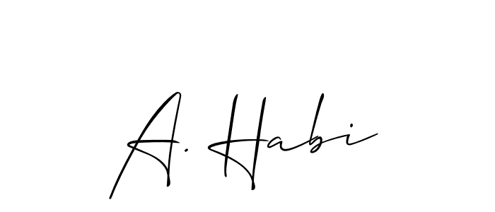 Make a beautiful signature design for name A. Habi. With this signature (Allison_Script) style, you can create a handwritten signature for free. A. Habi signature style 2 images and pictures png