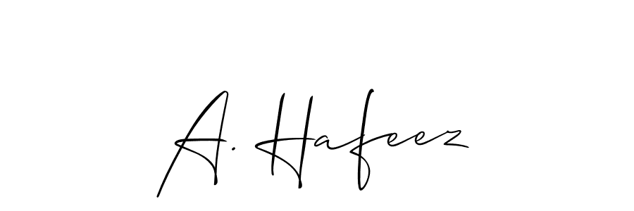 How to make A. Hafeez name signature. Use Allison_Script style for creating short signs online. This is the latest handwritten sign. A. Hafeez signature style 2 images and pictures png