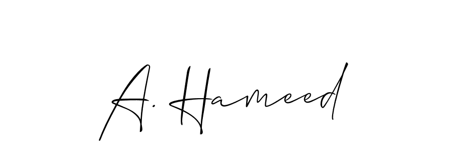 The best way (Allison_Script) to make a short signature is to pick only two or three words in your name. The name A. Hameed include a total of six letters. For converting this name. A. Hameed signature style 2 images and pictures png