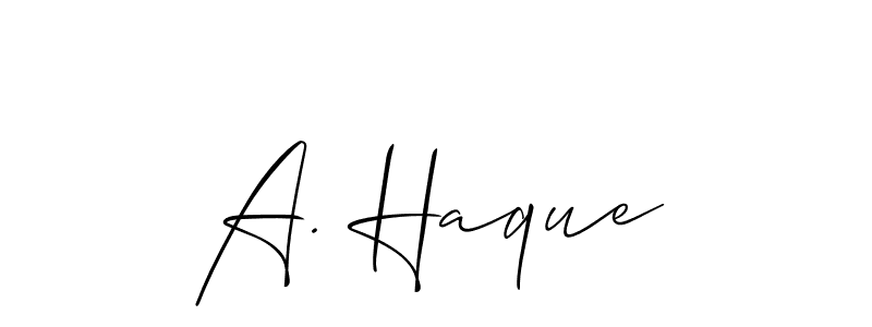 Make a short A. Haque signature style. Manage your documents anywhere anytime using Allison_Script. Create and add eSignatures, submit forms, share and send files easily. A. Haque signature style 2 images and pictures png