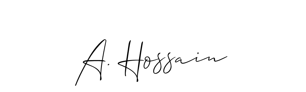 Create a beautiful signature design for name A. Hossain. With this signature (Allison_Script) fonts, you can make a handwritten signature for free. A. Hossain signature style 2 images and pictures png