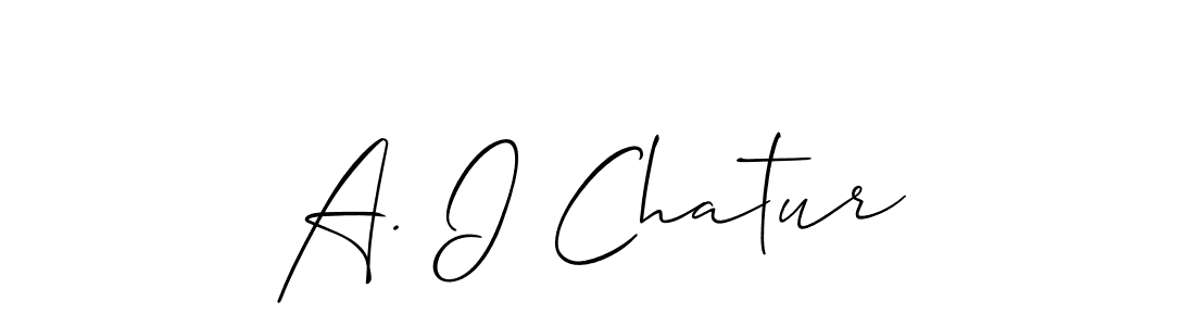 The best way (Allison_Script) to make a short signature is to pick only two or three words in your name. The name A. I Chatur include a total of six letters. For converting this name. A. I Chatur signature style 2 images and pictures png