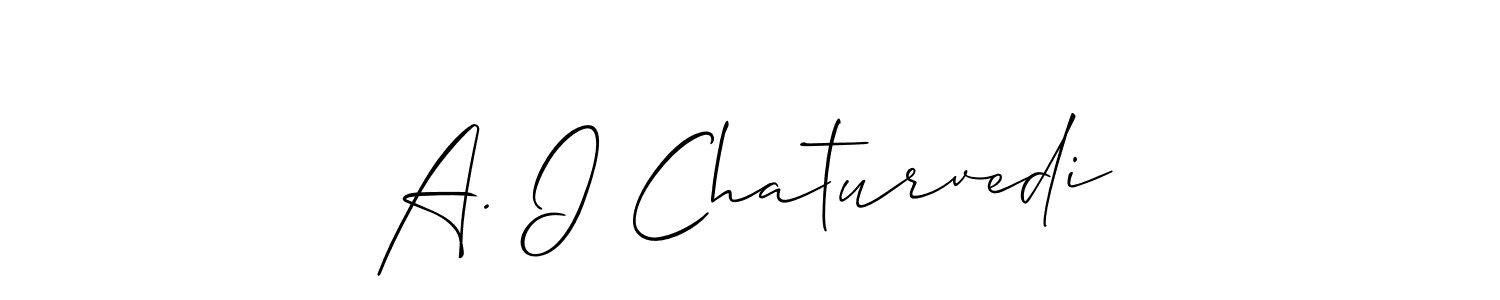 The best way (Allison_Script) to make a short signature is to pick only two or three words in your name. The name A. I Chaturvedi include a total of six letters. For converting this name. A. I Chaturvedi signature style 2 images and pictures png