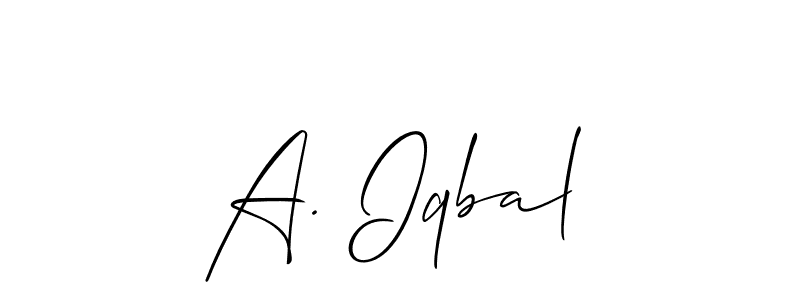 The best way (Allison_Script) to make a short signature is to pick only two or three words in your name. The name A. Iqbal include a total of six letters. For converting this name. A. Iqbal signature style 2 images and pictures png