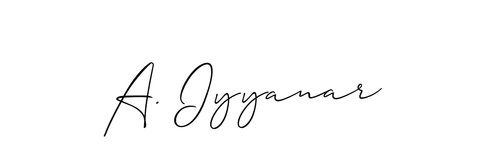 Design your own signature with our free online signature maker. With this signature software, you can create a handwritten (Allison_Script) signature for name A. Iyyanar. A. Iyyanar signature style 2 images and pictures png