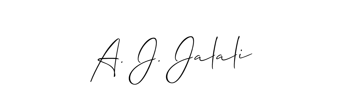 How to make A. J. Jalali name signature. Use Allison_Script style for creating short signs online. This is the latest handwritten sign. A. J. Jalali signature style 2 images and pictures png